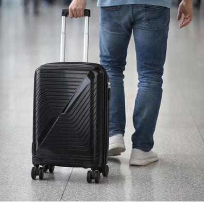 Imagem de Mala de Bordo 10kg Viagem Zíper Expansível em Polipropileno Rodinhas 360º TSA Rocha Cruzeiro Preto