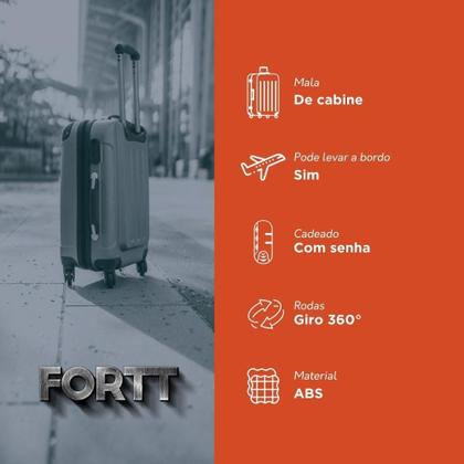 Imagem de Mala De Bordo Abs 4 Rodas Action Fortt Vermelha MAB02-VR