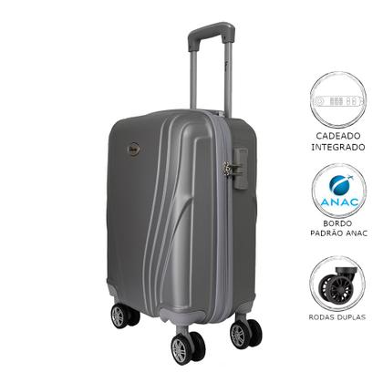 Imagem de Mala de Bordo ABS para Viagem Ika Vanguard Cadeado Integrado Rodas Duplas 360º Cinza