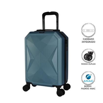 Imagem de Mala de Bordo ABS para Viagem Yins 21162 Cadeado Integrado Rodas Giro 360º Azul