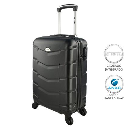 Imagem de Mala de Bordo ABS para Viagem Yins 21209 Cadeado Integrado Rodas Giro 360º Preto