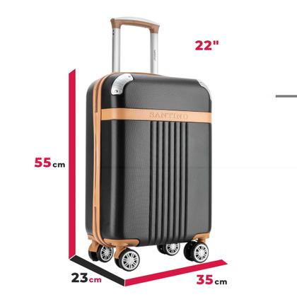 Imagem de Mala de Bordo Athena Rigida 4 Rodas Duplas P ABGV182P Cor Preto Santino