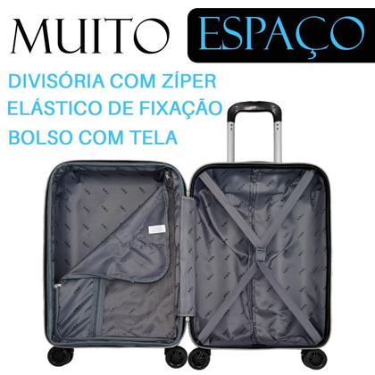 Imagem de Mala de Bordo com Frasqueira Viagem Expansiva Rigida com rodinha Dupla 360  Aviao Mao Bagagem pequena 8kg Abs