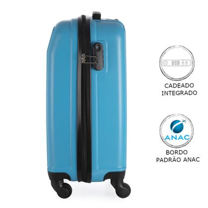Imagem de Mala de Bordo Pequena para Viagem Abs Ika Continental Cadeado Integrado Rodas 360 Turqueza Tam Pp