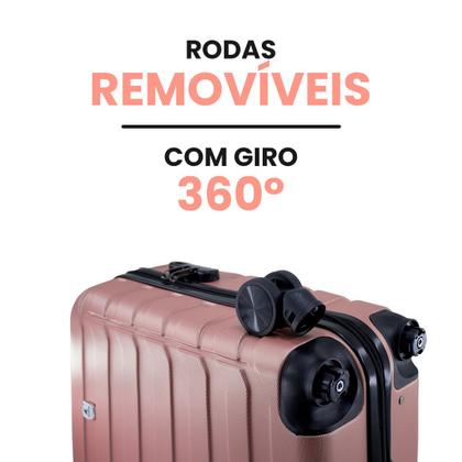 Imagem de Mala de Bordo Viagem Avião ABS Rígido Rodinhas 360 Removíveis ANAC