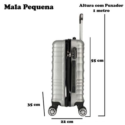 Imagem de Mala de Bordo Viagem Pequena ABS - (55 x 35 x 22cm) C/ 4 Rodinhas 360º - (Regulamentação ANAC) 