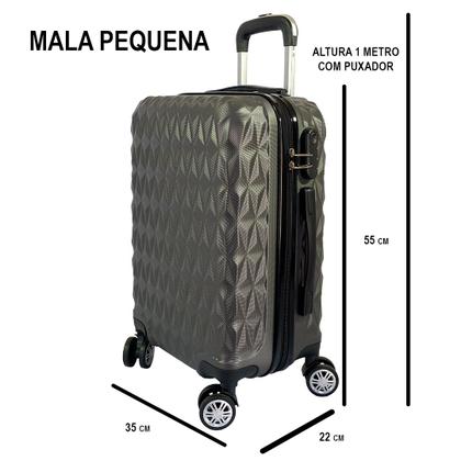 Imagem de Mala de Bordo Viagem Pequena ABS Ac74 C/ 4 Rodinhas 360º - (Regulamentação ANAC) (55 x 35 x 22cm) 