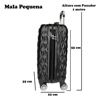 Imagem de Mala de Bordo Viagem Pequena ABS Ac74 C/ 4 Rodinhas 360º - (Regulamentação ANAC) (55 x 35 x 22cm) 