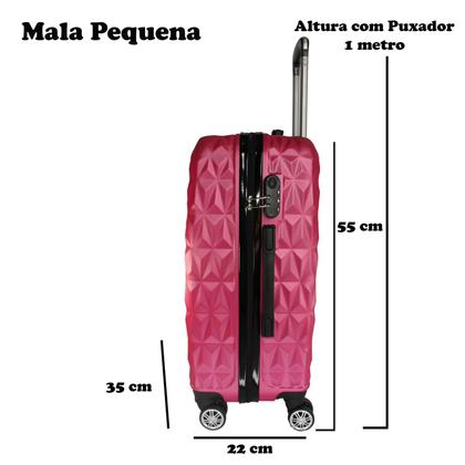 Imagem de Mala de Bordo Viagem Pequena ABS Ac74 C/ 4 Rodinhas 360º - (Regulamentação ANAC) (55 x 35 x 22cm) 