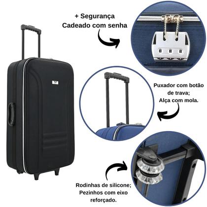 Imagem de Mala de Viagem 10 kg Pequena de Bordo de Mão 55x35x23 Padrão ANAC com Rodinha e Cadeado