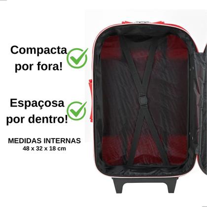 Imagem de Mala de Viagem 10 kg Pequena de Bordo de Mão 55x35x23 Padrão ANAC com Rodinha e Cadeado