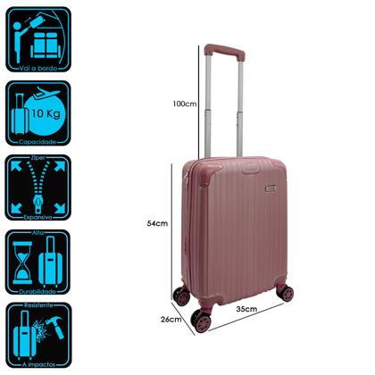 Imagem de Mala de Viagem Bordo Expansiva Rígida Rodinha Dupla Cadeado Avião mão Bagagem Embarque Pequena 10kg Abs