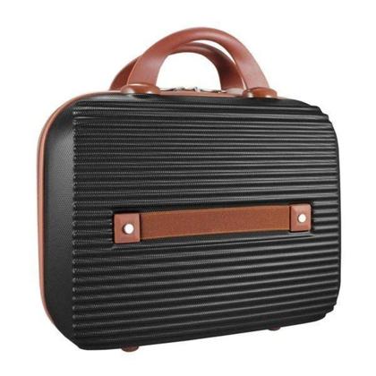 Imagem de Mala de Viagem Bordo Pequena Mão Rígida ABS 10 KG Aprovada Rodinha Kit Frasqueira Premium