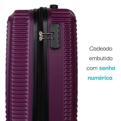 Imagem de Mala de Viagem Bordo Pequena P Avião ANAC Tamanho 55x35x25 Cadeado c/ código Segredo ABS Rodinha 360
