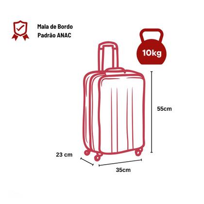 Imagem de Mala de Viagem De bordo pequena Padrão Anac 10kg Com Rodas duplas 360 Poliprpileno Com cadeado Senha tipo TSA Expansiva Sammy