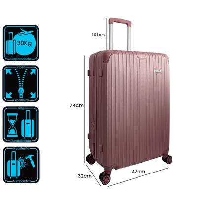 Imagem de Mala de Viagem Expansiva Rígida Rodinha Dupla Cadeado Avião mão Bagagem Embarque Grande 30kg Abs