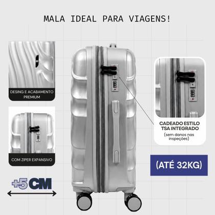 Imagem de Mala de Viagem Grande 32kg Com Rodinhas 360 Com cadeado Senha tipo TSA Expansiva Avalon