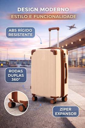Imagem de mala de viagem grande 32kg rodas dupla 360 cadeado zíper antifurto medidas ANAC