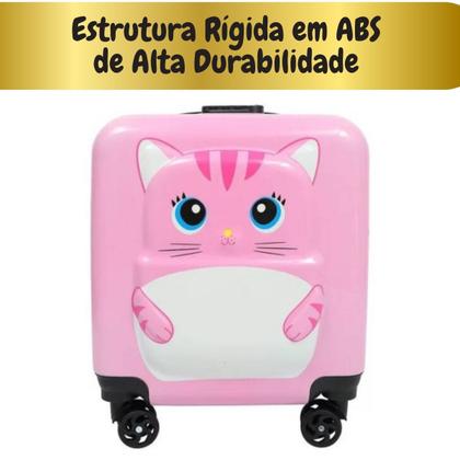 Imagem de Mala de Viagem Infantil Gato ABS Rígida 4 Rodas Giro 360