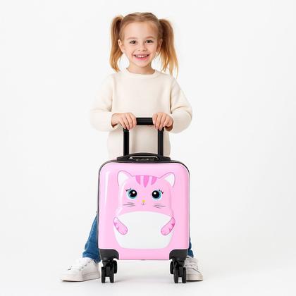 Imagem de Mala de Viagem Infantil Gato ABS Rígida 4 Rodas Giro 360
