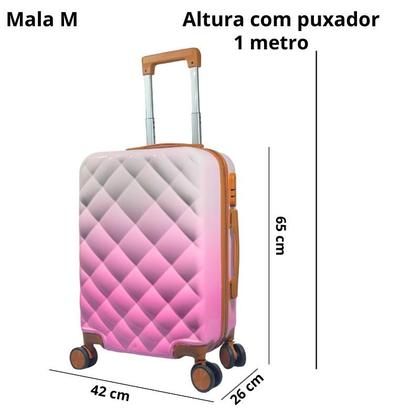 Imagem de Mala de Viagem Média ABS/PC (65x42x26cm) - Leve, Resistente e com Rodinhas 360º
