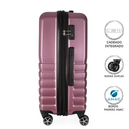 Imagem de Mala de Viagem Média Expansível em Abs Ika Flex Cadeado Tsa Embutido Rodas Duplas 360 Rosê