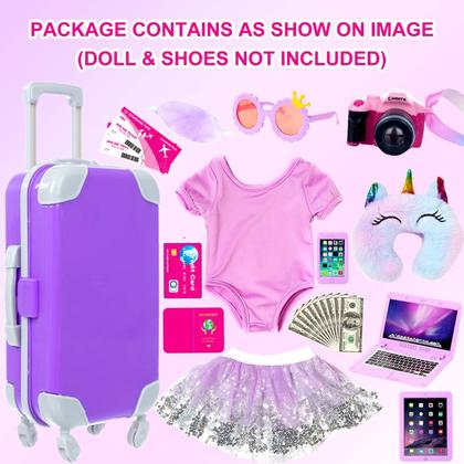 Imagem de Mala de Viagem para Boneca de 18 Polegadas com Roupas e Acessórios