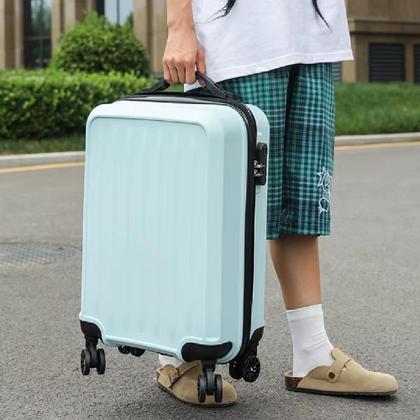 Imagem de Mala de viagem pequena 10kg rigida abs bordo anac de mao 4 rodinhas executiva cadeado senha giro 360 azul