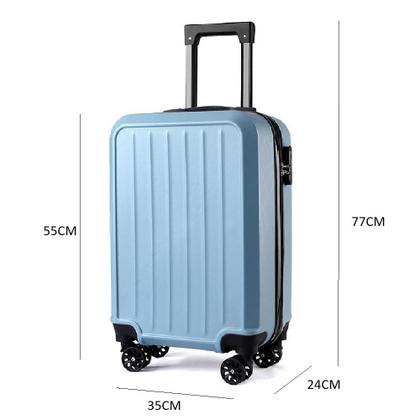 Imagem de Mala de viagem pequena 10kg rigida abs bordo anac de mao 4 rodinhas executiva cadeado senha giro 360 azul