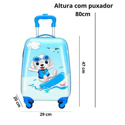 Imagem de Mala Infantil de Bordo e Escolar 47x29x20cm - ABS Leve, Resistente e com Rodinhas 360