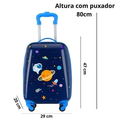Imagem de Mala Infantil de Bordo e Escolar 47x29x20cm - ABS Leve, Resistente e com Rodinhas 360
