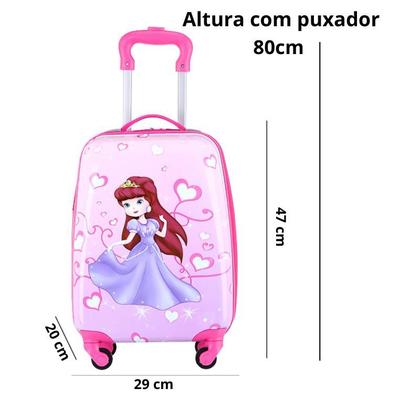 Imagem de Mala Infantil de Bordo e Escolar 47x29x20cm - ABS Leve, Resistente e com Rodinhas 360