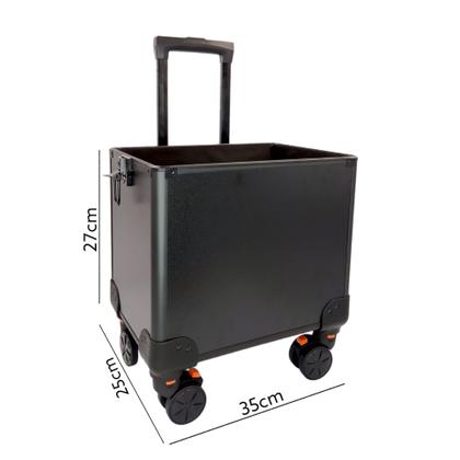 Imagem de Mala Maleta Maquiagem Profissional Rodinhas 3 Andar Preta Com Divisórias Completa Preta