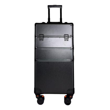 Imagem de Mala Maleta Maquiagem Profissional Rodinhas 3 Andar Preta Com Divisórias Completa Preta