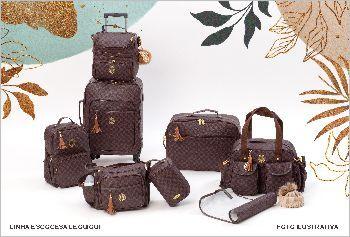 Imagem de Mala Maternidade com Rodinhas Lequiqui Escocesa - Marrom