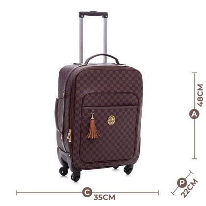 Imagem de Mala Maternidade com Rodinhas Lequiqui Escocesa - Marrom