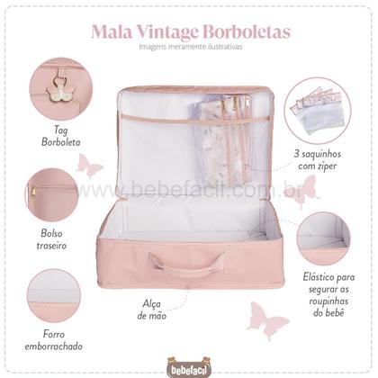 Imagem de Mala Maternidade Vintage Borboleta Rosa Masterbag Baby
