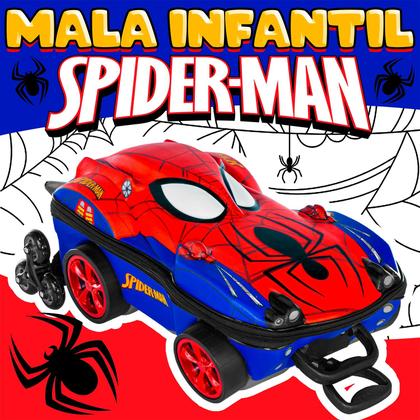Imagem de Mala Spider Man Carrinho Mochila Relevo 3D Rodinha - Maxtoy