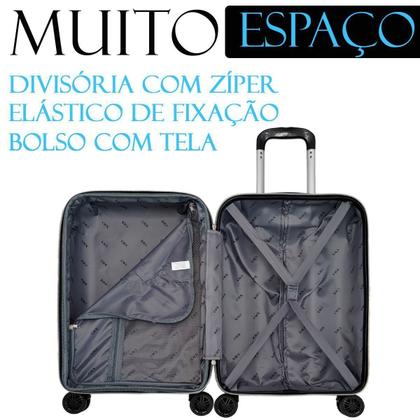 Imagem de Mala Viagem Bordo Expansiva Rigida Roda Dupla 360  Mao Aviao Cadeado Padrao Anac pequena 8kg Rose