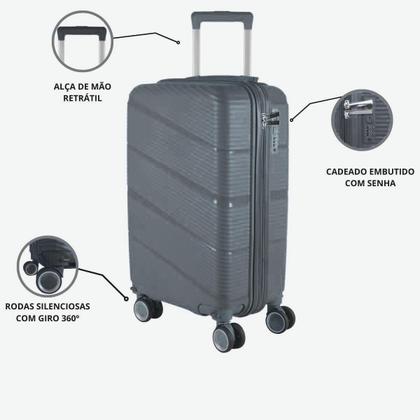 Imagem de Mala Viagem Bordo Ultra Resistente 10kg Polipropileno Design Durável Leve