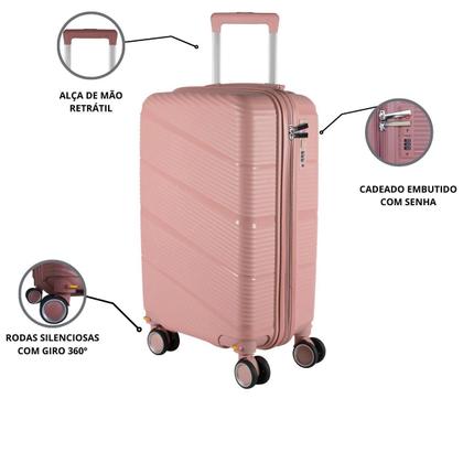 Imagem de Mala Viagem Bordo Ultra Resistente 10kg Polipropileno Design Durável Leve