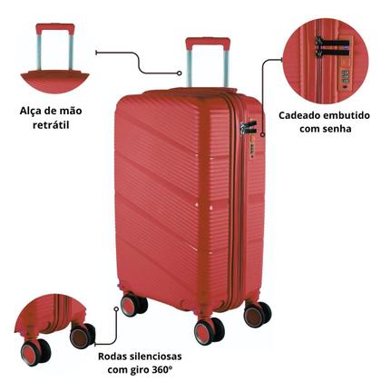 Imagem de Mala Viagem Bordo Ultra Resistente 10kg Polipropileno Design Durável Leve