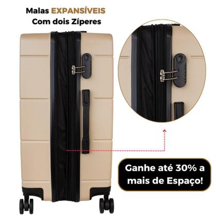 Imagem de Malas de Viagem Expansível Kit Pequena e Média Fibra Rígida