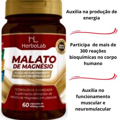 Imagem de Malato de Magnésio 60 Cápsulas 600mg Sabor Neutro
