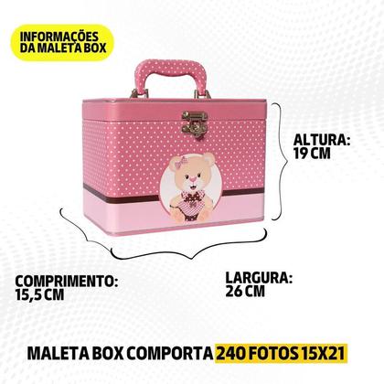 Imagem de Maleta Box URSINHA ROSA com 4 álbuns fotográficos 240 fotos 15x21 Bebê infantil