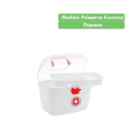 Imagem de Maleta Caixa C/ Alça Organiza Porta Medicamentos Itens P/ Primeiros Socorros Branca Bandeja Com Divisórias