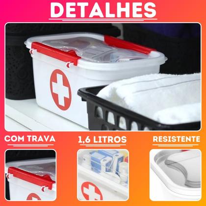 Imagem de Maleta Caixa Primeiros Socorros C/2 Travas 1,6 Litros