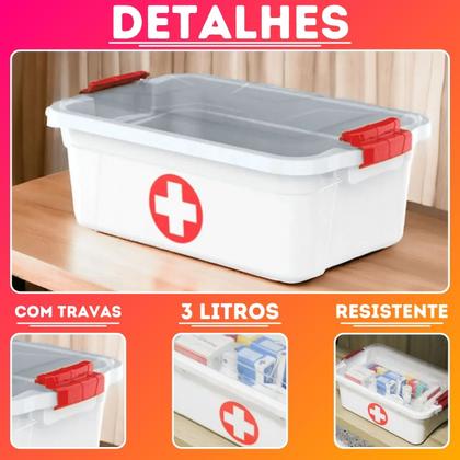 Imagem de Maleta Caixa Primeiros Socorros C/2 travas 3,0 Litros