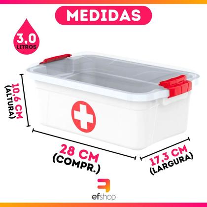 Imagem de Maleta Caixa Primeiros Socorros C/2 travas 3,0 Litros
