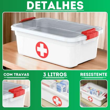 Imagem de Maleta Caixa Primeiros Socorros Medicamentos C/2 Travas